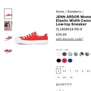 Jenn Ardor low top canvas sneakers, size 7.5, Red, slip ons